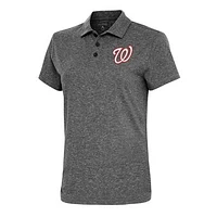 Women's Antigua  Heather Black Washington Nationals Motivated Polo