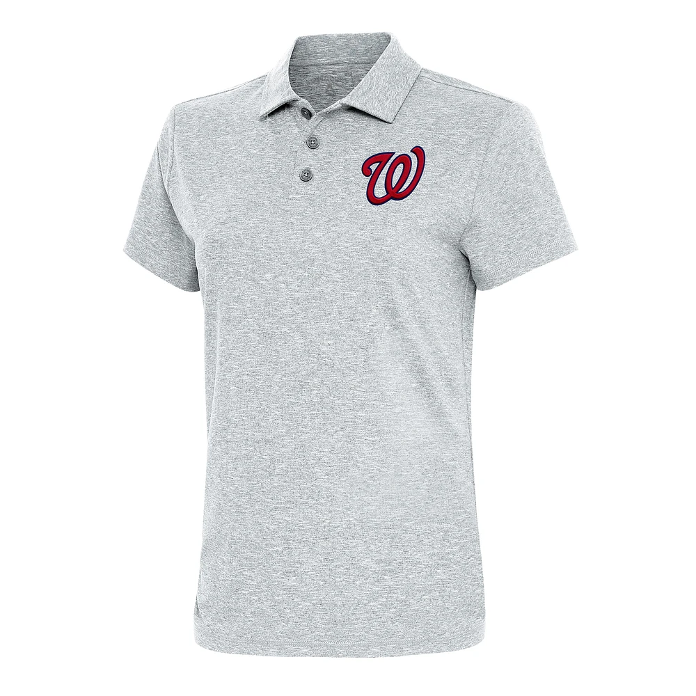 Women's Antigua Heather Gray Washington Nationals Motivated Polo