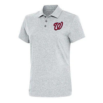Women's Antigua  Heather Gray Washington Nationals Motivated Polo