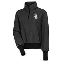 Women's Antigua  Heather Black Chicago White Sox Upgrade Half-Zip Pullover Top
