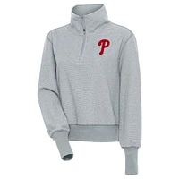 Women's Antigua  Heather Gray Philadelphia Phillies Upgrade Half-Zip Pullover Top