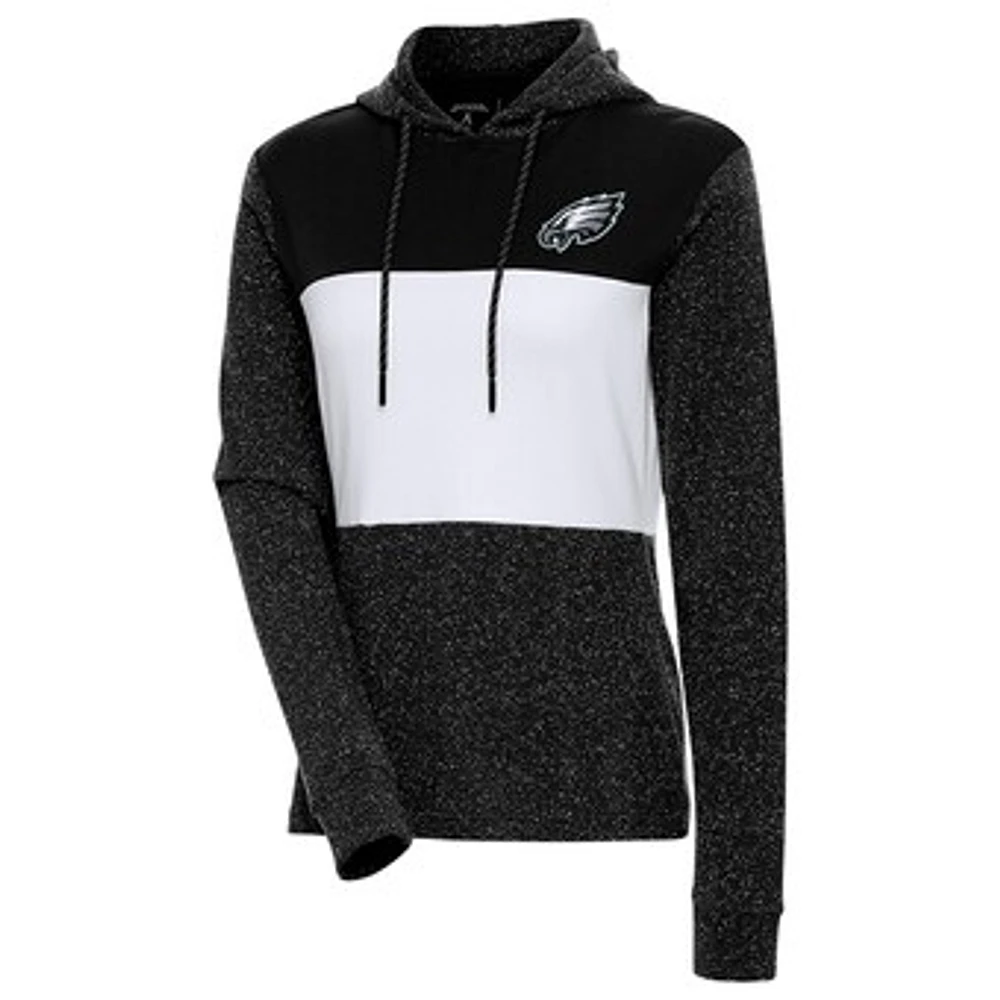 Women's Antigua Black Philadelphia Eagles Wicket Pullover Hoodie