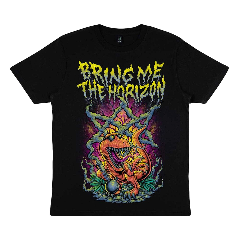 Unisex  Black Bring Me the Horizon Smoking Dinosaur T-Shirt