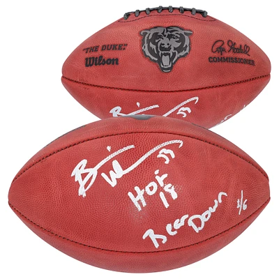 Limited Edition of 6: Brian Urlacher Chicago Bears Autographed Wilson Duke Football with Multiple Inscriptions