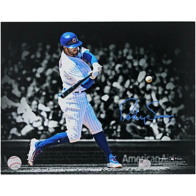 Dansby Swanson Chicago Cubs Autographed 11" x 14" White Jersey Hitting Photograph