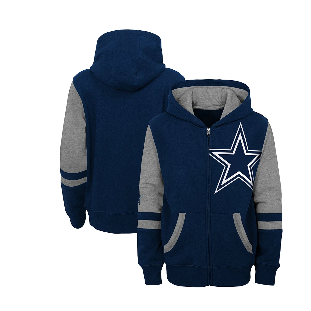 Youth Navy Dallas Cowboys Stadium Colorblock Full-Zip Hoodie