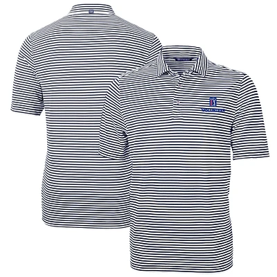 Men's Cutter & Buck  Navy PGA TOUR Volunteers Big Tall Virtue Eco Pique Stripe Recycled Polo