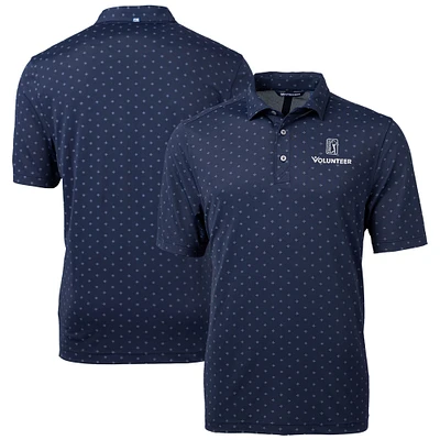 Men's Cutter & Buck  Navy PGA TOUR Volunteers Big Tall Virtue Eco Pique Tile Print Recycled Polo