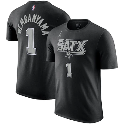 Men's Jordan Brand Victor Wembanyama Black San Antonio Spurs 2022/23 Statement Edition Name & Number T-Shirt