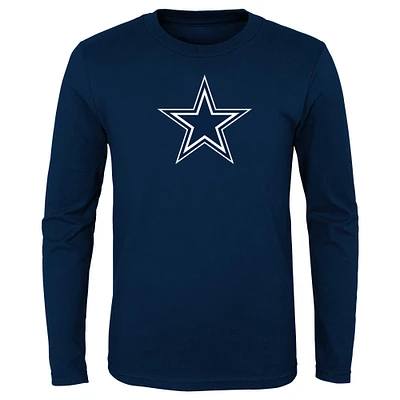 Youth Navy Dallas Cowboys Primary Logo Long Sleeve T-Shirt