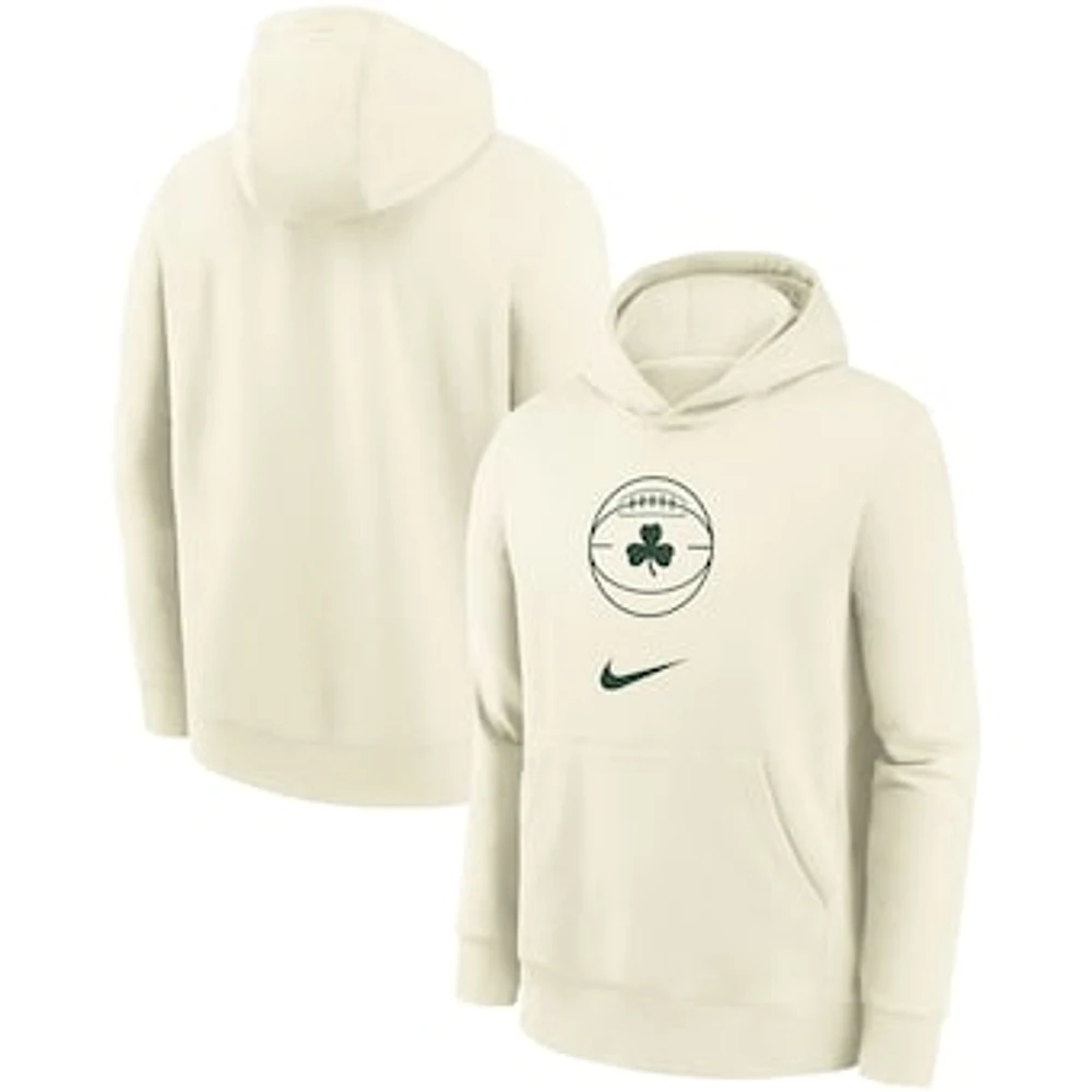 Youth Nike Cream Boston Celtics 2023/24 City Edition Essential Pullover Hoodie