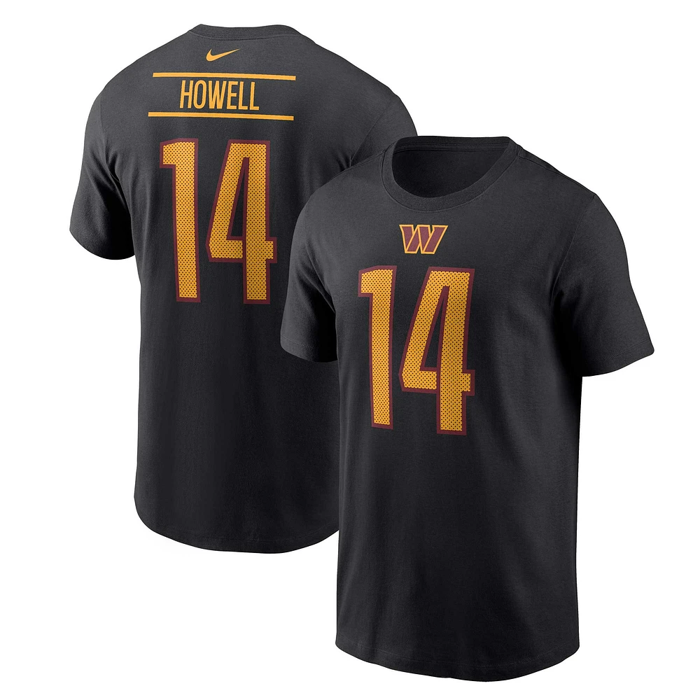 Men's Nike Sam Howell Black Washington Commanders Player Name & Number T-Shirt