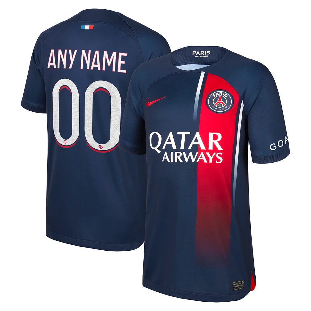 Youth Nike  Navy Paris Saint-Germain 2023/24 Home Replica Custom Jersey