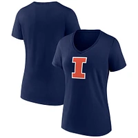 Women's Fanatics Navy Illinois Fighting Illini Evergreen Logo V-Neck T-Shirt