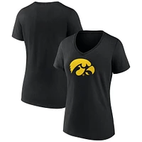 Women's Fanatics Black Iowa Hawkeyes Logo V-Neck T-Shirt