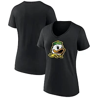 Women's Fanatics Black Oregon Ducks Evergreen Logo V-Neck T-Shirt