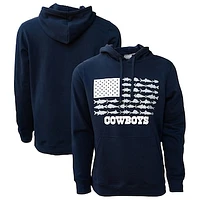 Men's Columbia Navy Dallas Cowboys PFG Fish Flag II Pullover Hoodie