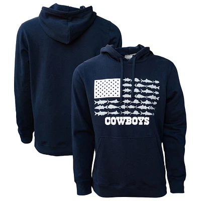 Men's Columbia Navy Dallas Cowboys PFG Fish Flag II Pullover Hoodie