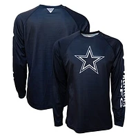 Men's Columbia Heather Navy Dallas Cowboys PFG Terminal Tackle Omni-Shade Raglan Long Sleeve T-Shirt