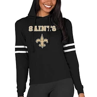 Women's Concepts Sport  Black New Orleans Saints Marathon Lightweight Lounge Pullover Hoodie