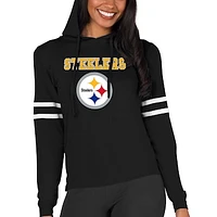 Women's Concepts Sport  Black Pittsburgh Steelers Marathon Lightweight Lounge Pullover Hoodie