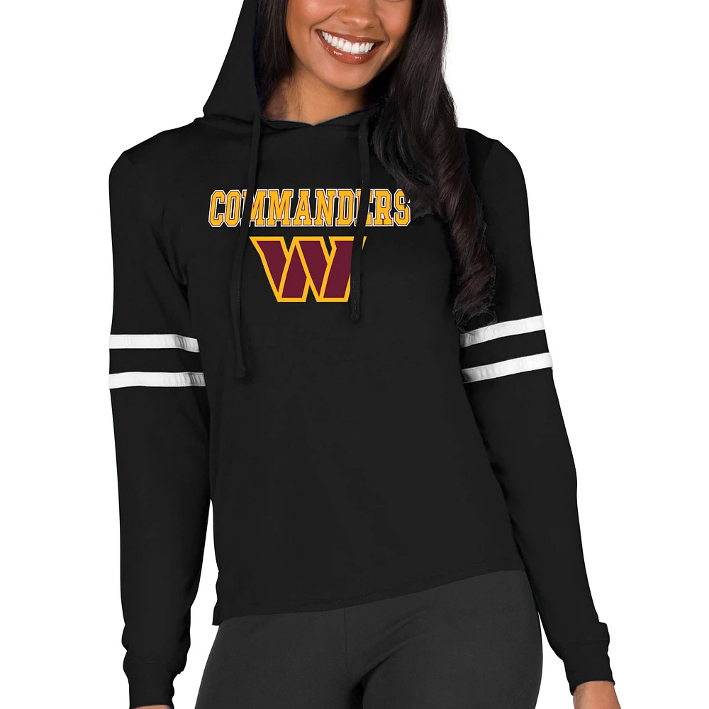 Women's Concepts Sport Black Washington Commanders Marathon Lightweight Lounge Pullover Hoodie