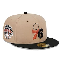 Men's New Era Tan/Black Burnt Orange Logo 2-Tone 59FIFTY Fitted Hat