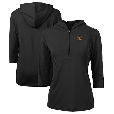 Women's Cutter & Buck  Black Texas Longhorns Alumni DryTec Virtue Eco Pique Recycled Half-Zip Pullover Hoodie