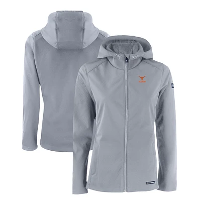 Women's Cutter & Buck  Gray Texas Longhorns Alumni Evoke Eco Softshell Recycled Full-Zip Jacket