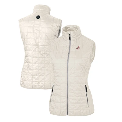 Women's Cutter & Buck  Oatmeal Alabama Crimson Tide Alumni Rainier PrimaLoft Eco Insulated Full-Zip Puffer Vest