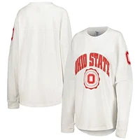 Women's Pressbox White Ohio State Buckeyes Edith Long Sleeve T-Shirt