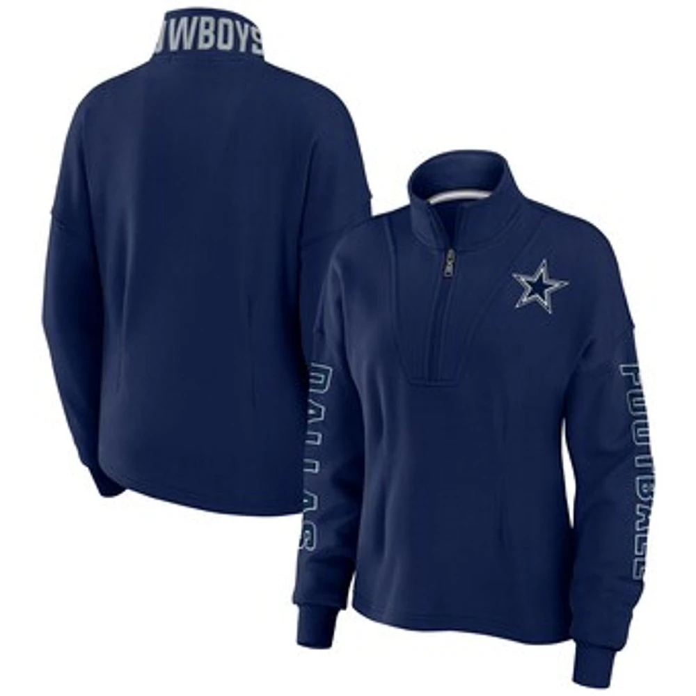 Women's WEAR by Erin Andrews Navy Dallas Cowboys Half-Zip Jacket