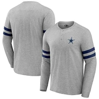 Men's NFL x Darius Rucker Collection by Fanatics Heather Gray Dallas Cowboys Henley Long Sleeve T-Shirt