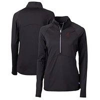 Women's Cutter & Buck  Black Alabama Crimson Tide Alumni Adapt Eco Knit Stretch Recycled Half-Zip Pullover Top