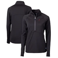 Women's Cutter & Buck  Black Alabama Crimson Tide Alumni Adapt Eco Knit Stretch Recycled Half-Zip Pullover Top