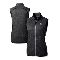 Women's Cutter & Buck  Heather Charcoal Notre Dame Fighting Irish Alumni Mainsail Sweater-Knit Full-Zip Vest