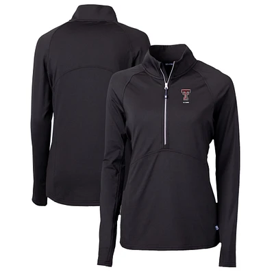 Women's Cutter & Buck  Black Texas Tech Red Raiders Alumni Adapt Eco Knit Stretch Recycled Half-Zip Pullover Top
