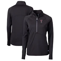 Women's Cutter & Buck  Black Texas Tech Red Raiders Alumni Adapt Eco Knit Stretch Recycled Half-Zip Pullover Top
