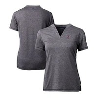 Women's Cutter & Buck  Heather Charcoal Alabama Crimson Tide Alumni DryTec Forge Stretch V-Neck Blade Top