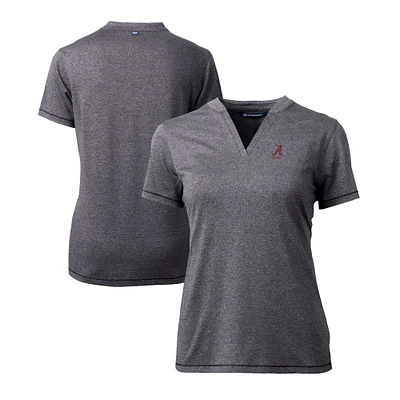 Women's Cutter & Buck  Heather Charcoal Alabama Crimson Tide Alumni DryTec Forge Stretch V-Neck Blade Top