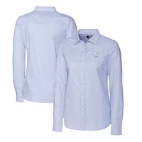 Women's Cutter & Buck Light Blue North Carolina Tar Heels Alumni Stretch Oxford Stripe Long Sleeve Button-Up Shirt