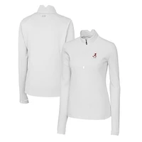 Women's Cutter & Buck  White Alabama Crimson Tide Alumni Traverse Stretch Quarter-Zip Top