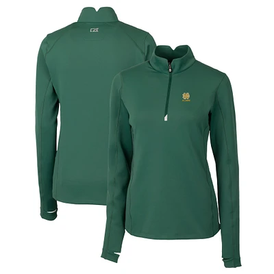 Women's Cutter & Buck  Hunter Green Notre Dame Fighting Irish Alumni Traverse Stretch Quarter-Zip Top
