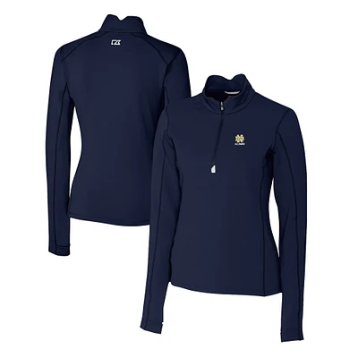 Women's Cutter & Buck  Navy Notre Dame Fighting Irish Alumni Traverse Stretch Quarter-Zip Top
