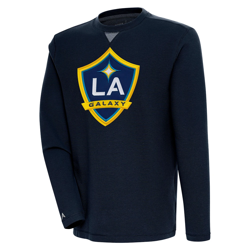 Men's Antigua Black LA Galaxy Flier Bunker Tri-Blend Pullover Sweatshirt