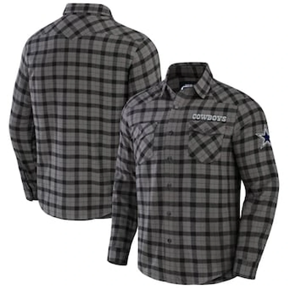 Men's NFL x Darius Rucker Collection by Fanatics Gray Dallas Cowboys Flannel Long Sleeve Button-Up Shirt