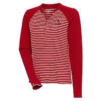 Women's Antigua  Red/White St. Louis Cardinals Maverick Henley Long Sleeve T-Shirt