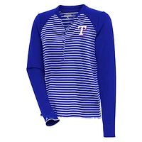 Women's Antigua  Royal/White Texas Rangers Maverick Henley Long Sleeve T-Shirt