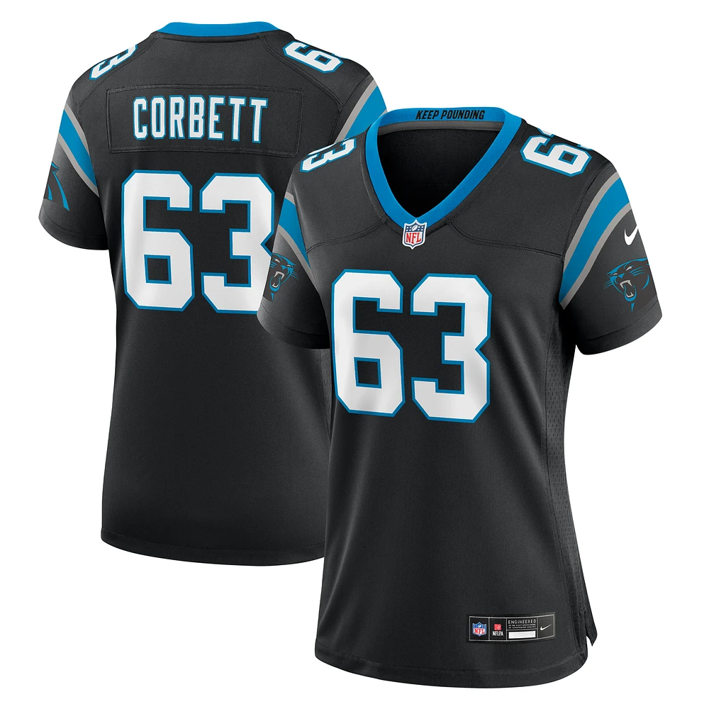 Women's Nike Austin Corbett Black Carolina Panthers Team Game Jersey