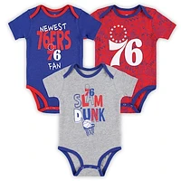 Infant Royal/Red/Gray Philadelphia 76ers Slam Dunk 3-Piece Bodysuit Set